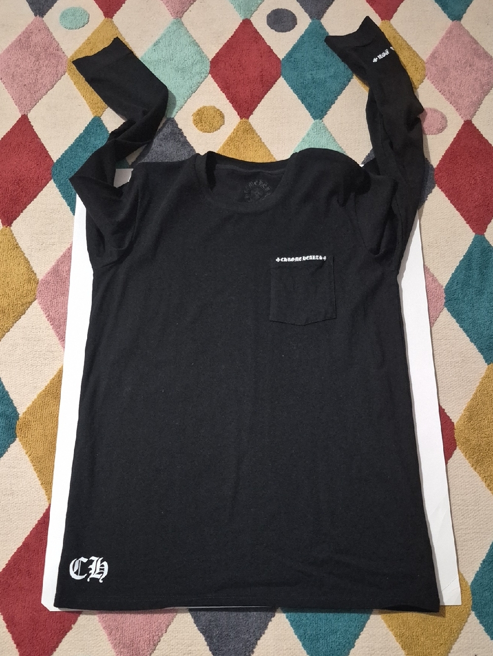 Chrome Hearts Black Tee with White Crest Logo